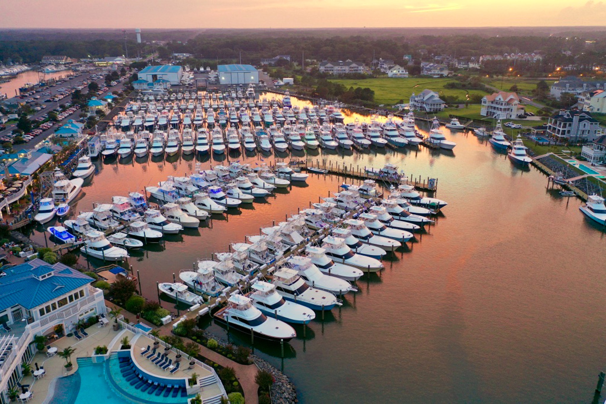 West Ocean City marina and harbor at sunset